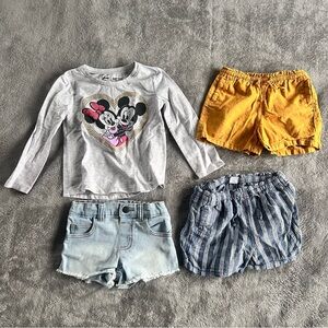 Girls 3T Clothing Lot Disney Minnie Mouse Top Old Navy Shorts Denim Bundle A7